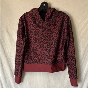 Cor Cheetah Print Hoodie in black & Burgundy/rust